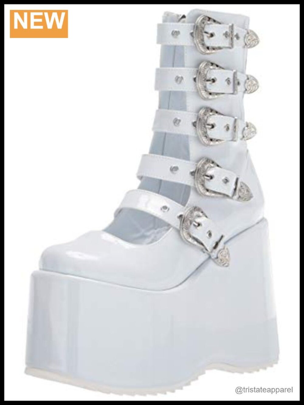 Platform Pump with Decorative Buckles and Side Zipper for Halloween Club Wear
